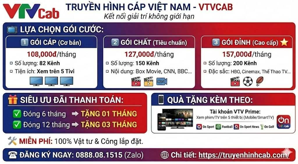 Gía thuê bao Truyền Hình Cáp Trung Ương

